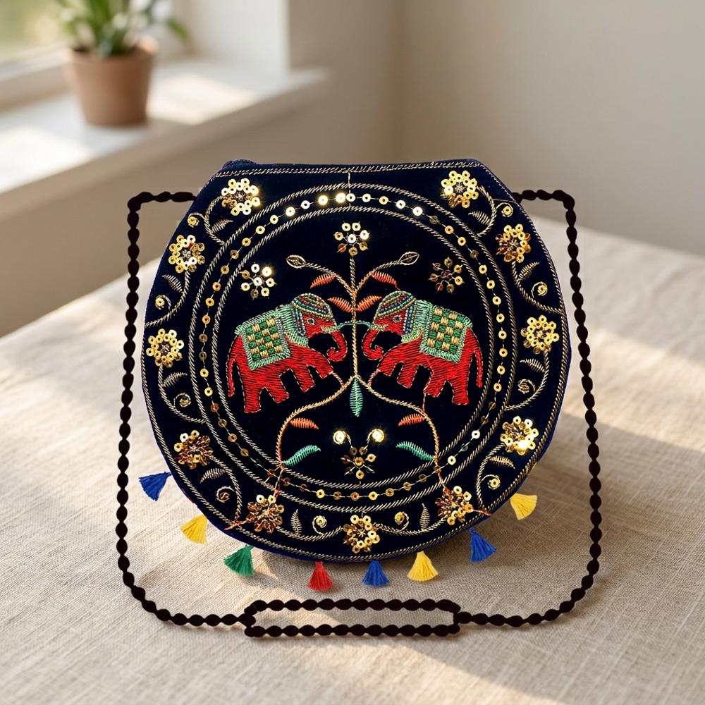Women Stylish Mirror Sequin Crossbody Bag - Color: Black