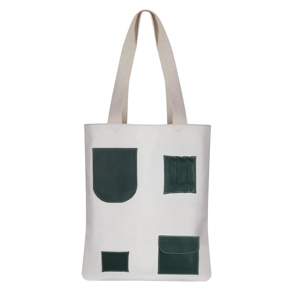 PU Pocket Tote Bag | Custom PU Pocket Canvas Tote Bag