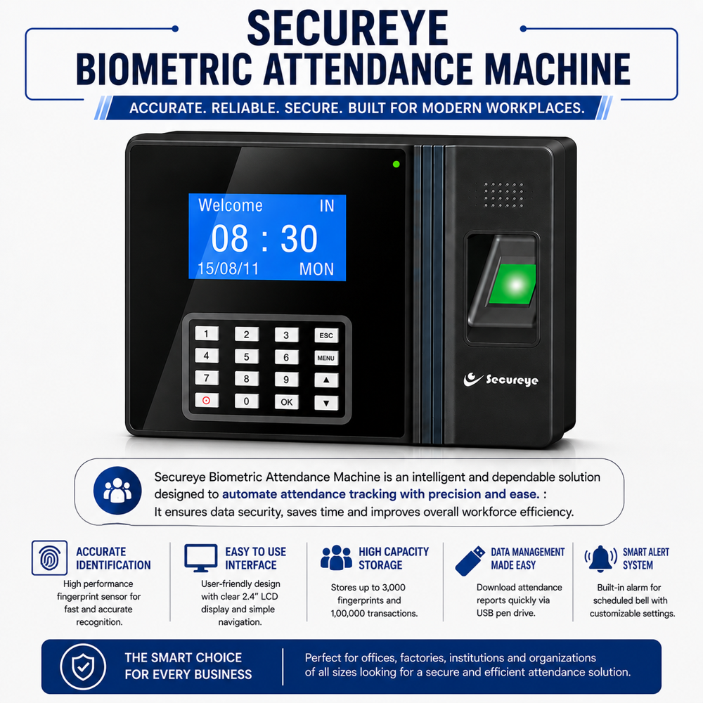 Biometric Attendance Device - High-precision Sensor Technology | Real-time Tracking, User-friendly Interface, Enhanced Security Features