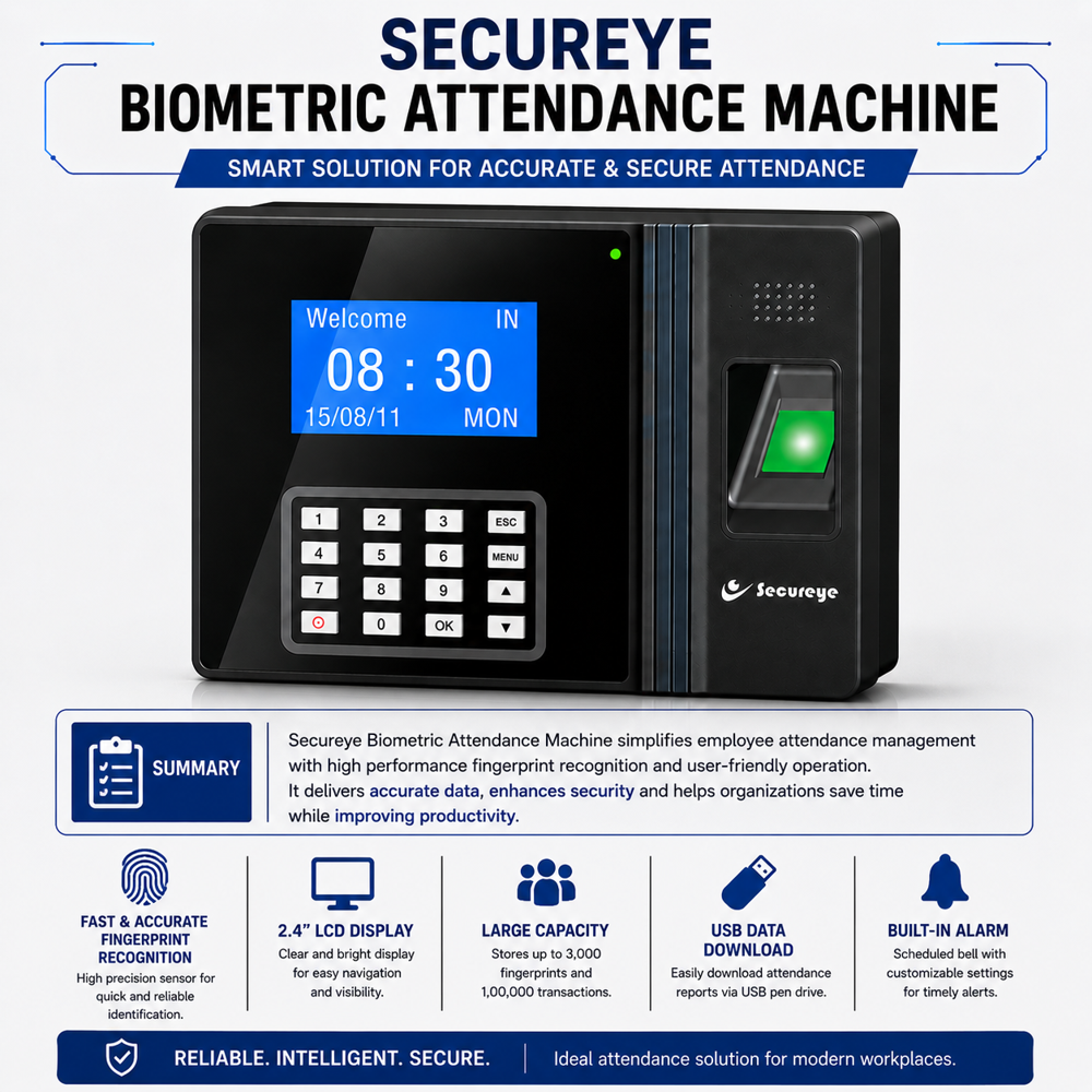 Biometric Attendance Device - High-precision Sensor Technology | Real-time Tracking, User-friendly Interface, Enhanced Security Features