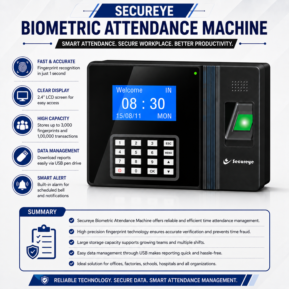 Biometric Attendance Device - High-precision Sensor Technology | Real-time Tracking, User-friendly Interface, Enhanced Security Features