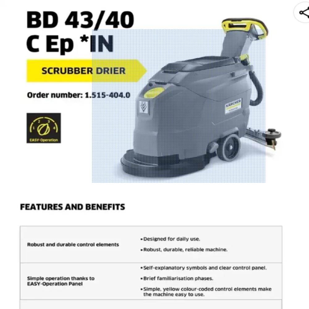 Karcher BD 43/40 C Ep Floor Scrubber Dryer