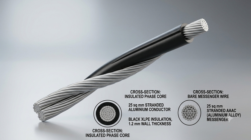 1C25+25 Insulated Phase Cross Section Core Cable