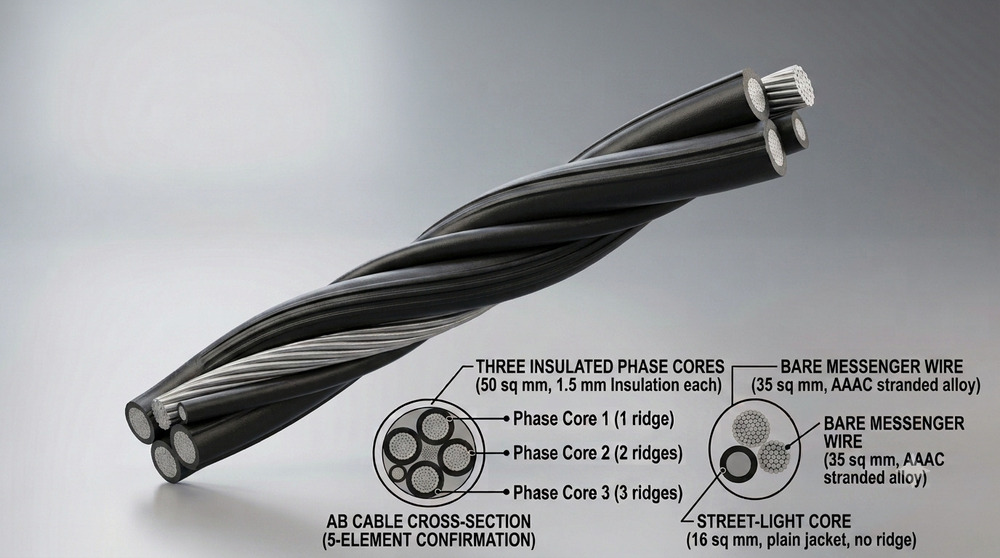 3C50+16+35 Cross Section 5 Element Cable