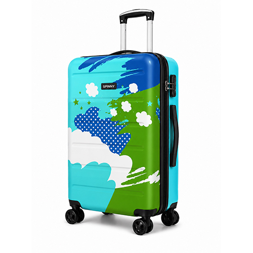 Splatter Printed ABS Trolley Set a Turquoise Green