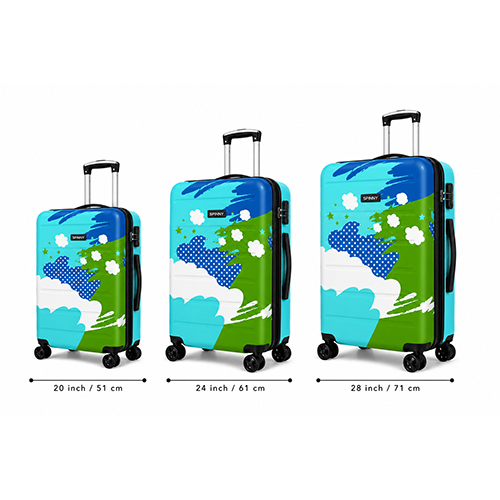 Splatter Printed ABS Trolley Set  Turquoise Green
