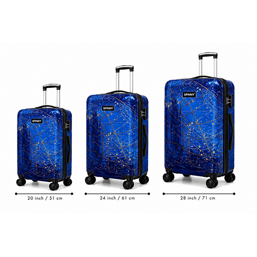 Gold Crackle Marble Printed ABS Trolley  Blue