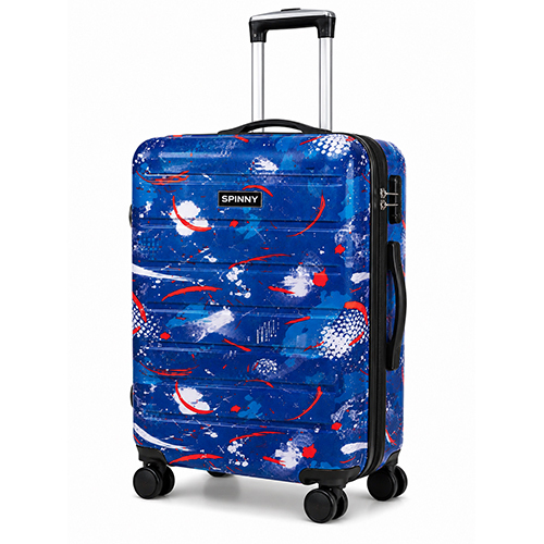 Abstract Splatter Printed ABS Trolley a Royal Blue