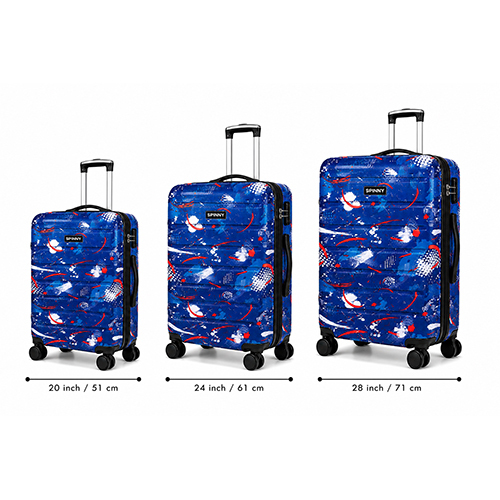 Abstract Splatter Printed ABS Trolley  Royal Blue