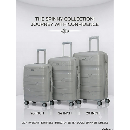 Grey PP Trolley Luggage  Grey Fitting
