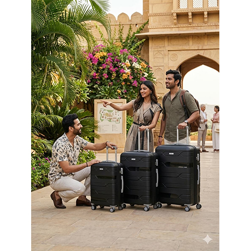 Premium Black PP Trolley Luggage  Black Fitting