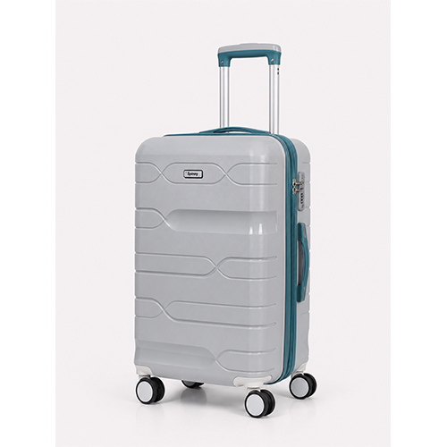Premium Grey PP Trolley Luggage a Teal Fitting