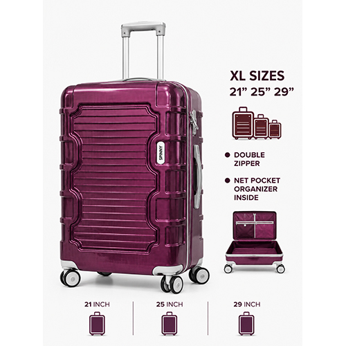 Purple PP Trolley Luggage  Gray Fitting