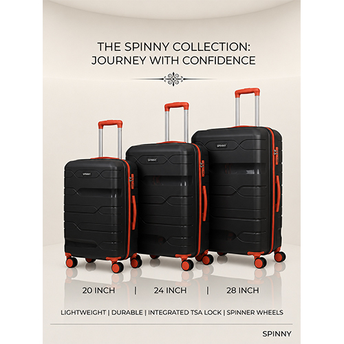 Black PP Trolley Luggage  Red Fitting