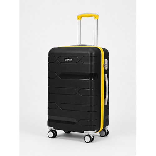Black PP Trolley Luggage a Yellow Fitting
