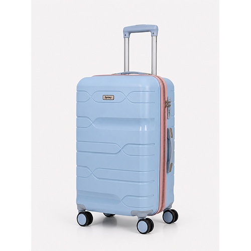 Light Blue PP Trolley Luggage a Pink Fitting