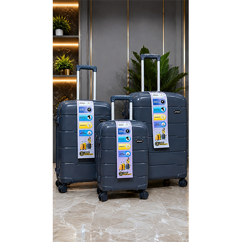 Dark Grey PP Trolley Luggage  Dark Grey Fitting