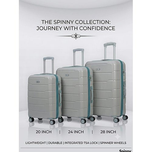 Grey PP Trolley Luggage  Teal Fitting