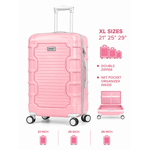 Pink PP Trolley Luggage Box Design  Gray Fitting