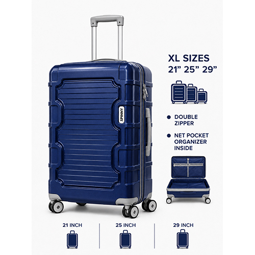 Navy Blue PP Trolley Luggage  Gray Fitting