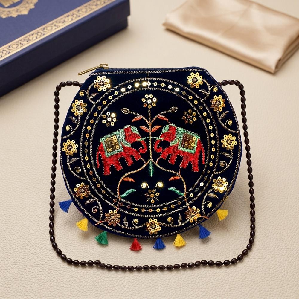 Premium Ethnic Round Elephant Sling Bag for Women