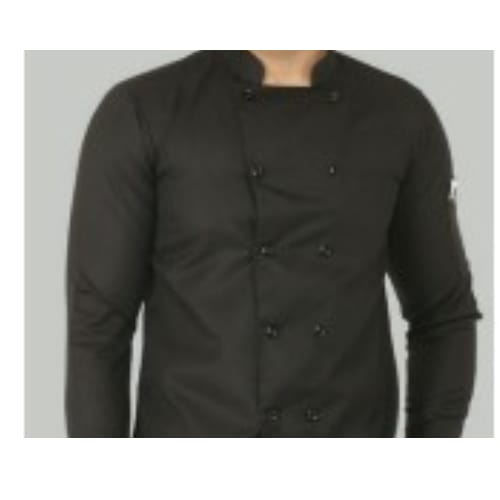 Polycotton Chefcoat - Polycotton, White, Unisex Adult | Cloth Knot Buttons, Stand-up Collar, Double Breasted, Wrinkle Resistant