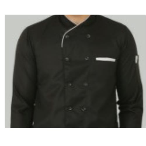 Polycotton Chefcoat - Polycotton, White, Unisex Adult | Cloth Knot Buttons, Stand-up Collar, Double Breasted, Wrinkle Resistant