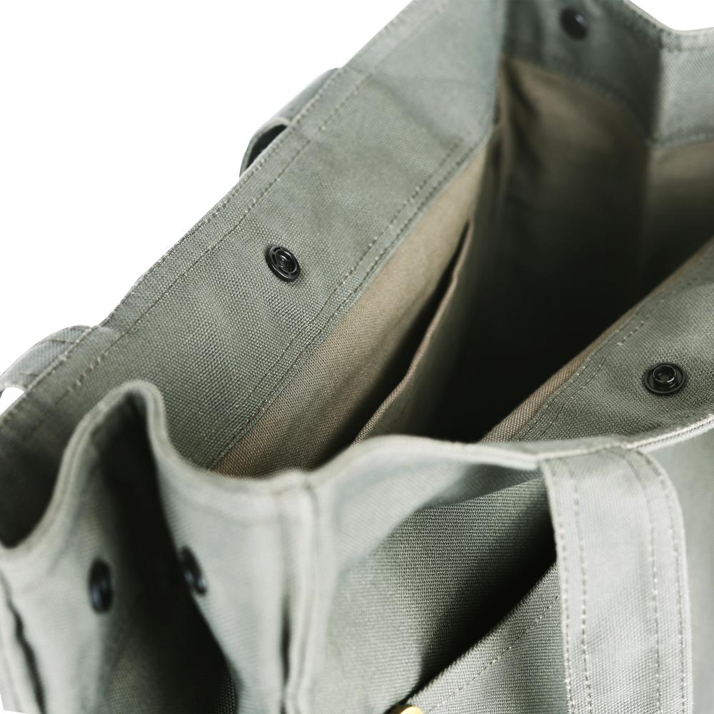 Utility Canvas Tote Bag with Front Pocket & Snap Button Closure
