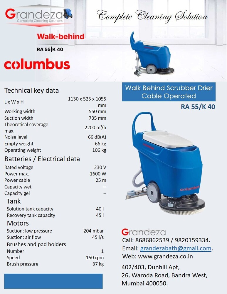 COLUMBUS Walk Behind Scrubber Drier (Traction Version) RA 66/BM 60