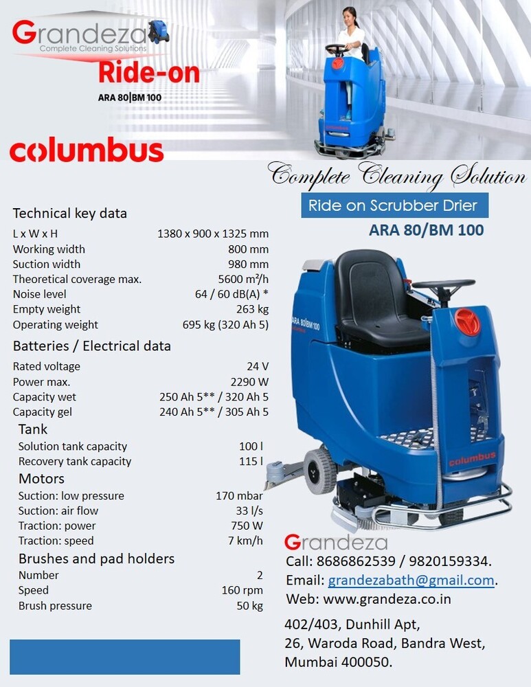 COLUMBUS Ride on Scrubber Drier  ARA 80/BM 100