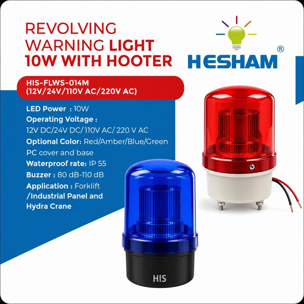 Revolving Warning Light 10 W with Hooter (HIS-FLWS-014M)