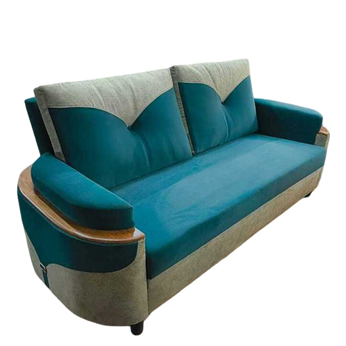 Three Seater Sofa - Color: Teal Green With Beige Accent