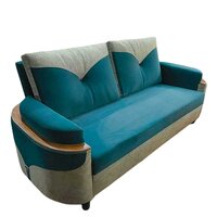 Three Seater Sofa - Color: Teal Green With Beige Accent