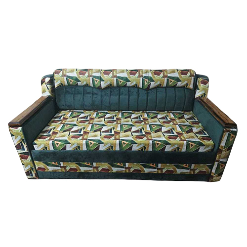 Wooden Handel Sofa Cum Bed - Color: Multicolor With Green Dominance