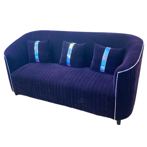 Valvet 3 Seater Sofa - Color: Royal Purple With White Piping