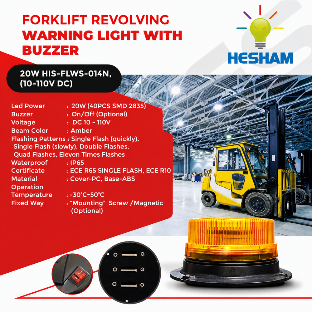 FORKLIFT REVOLVING WARNING LIGHT WITH  BUZZER (HIS-FLWS-014N)