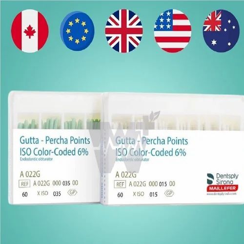 Dentsply ISO Color-Coded 6_ Gutta Percha Points - 20 Pack of 60