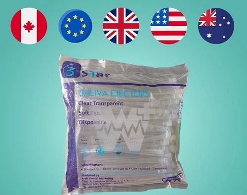 3 Star Transparent Disposable Saliva Ejectors - Pack of 100pcs