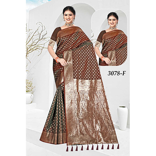 Bengal Beauty Ladies Silk Saree - Color: Brown & Maroon
