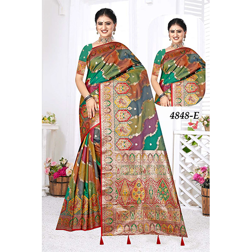 Rolex Ladies Silk Saree - Color: Multicolor (Green
