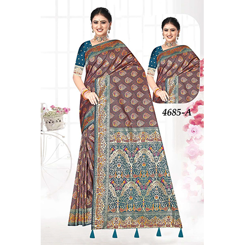 Tanchui Premium Ladies Saree - Color: Multicolor (Brown