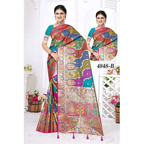 Rolex Ladies Saree - Color: Multi-Color (Base: Beige With Colorful Motifs)