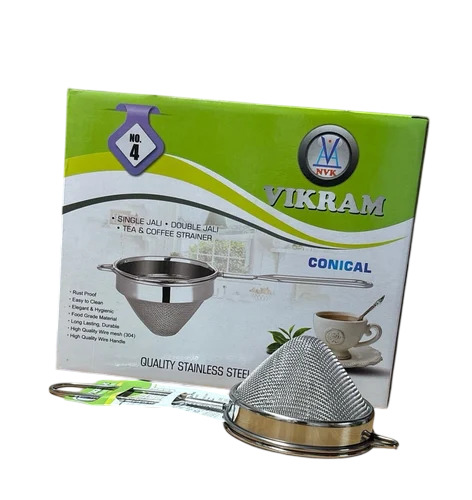 No 4 Conical Double Net Stainless Steel Tea Strainer