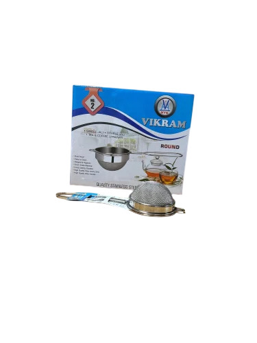 No 2 Round Double Net Stainless Steel Tea Strainer