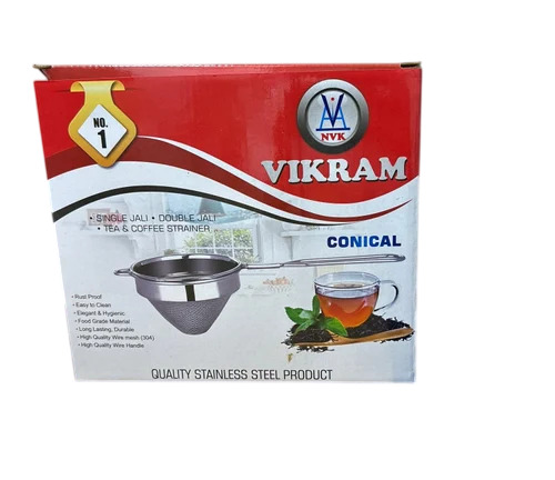 No 1 Round Single W Net Stainless Steel Tea Strainer - Capacity: 100 Ml