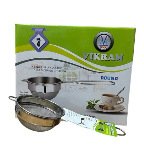 No 4 Round Double Net Stainless Steel Tea Strainer