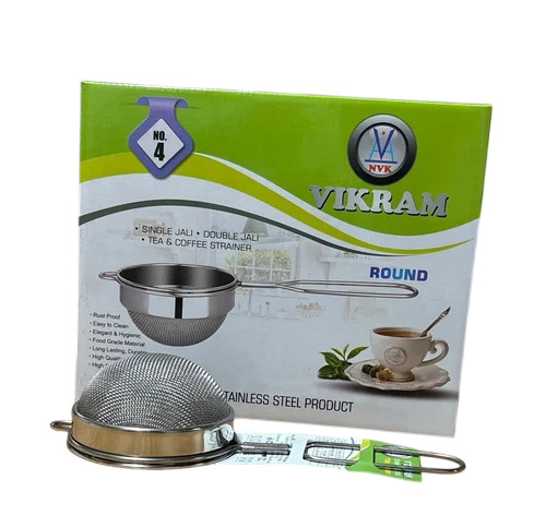 No 4 Round Double Net Stainless Steel Tea Strainer