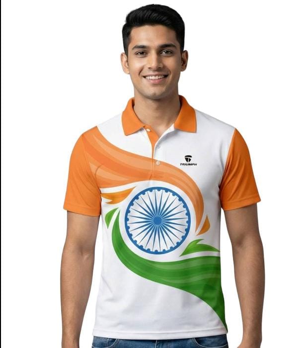 Printed Independence Day T Shirt - Color: Tri Colour