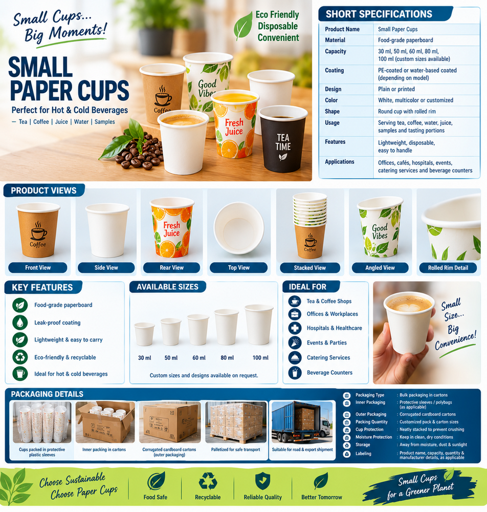 Small Paper Cups - Capacity: 50-100 Ml