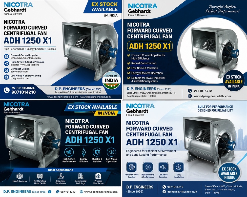 Nicotra Forward Curved Centrifugal Fan ADH 1250 X1 Supplier in Delhi